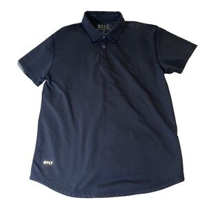 BYLT Mens Large Black Drop Cut Short Sleeve Polo Shirt Lux Athleisure Stretch